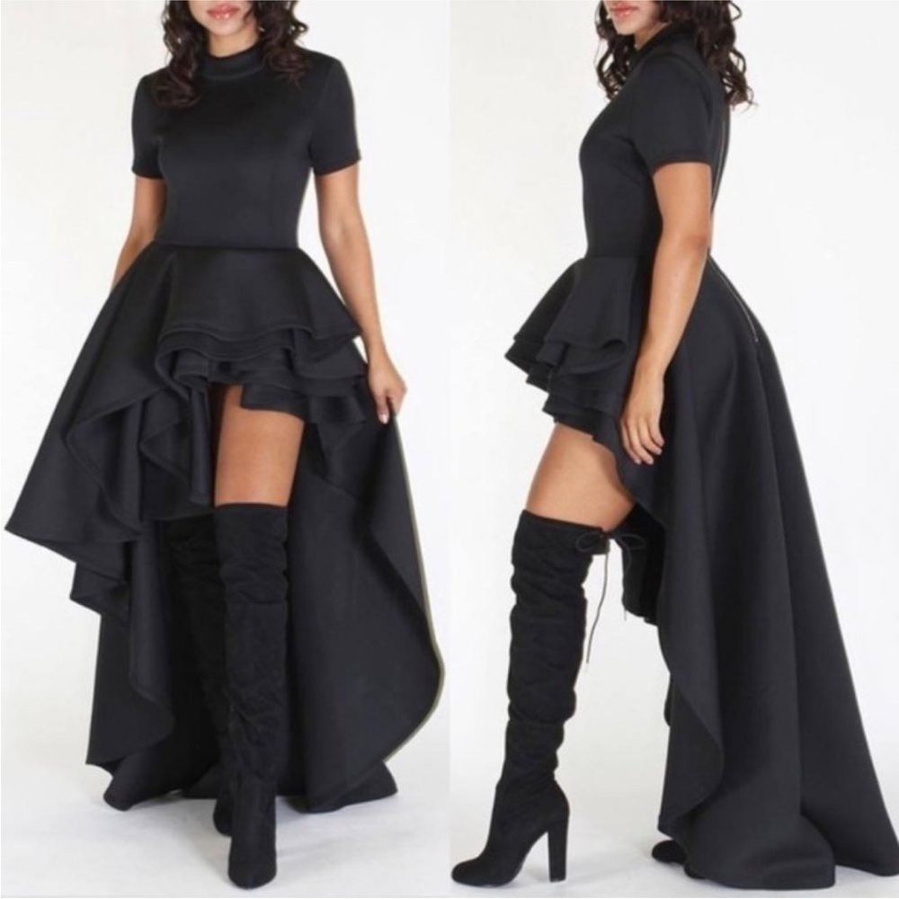 Elegant Black High-Low Dress